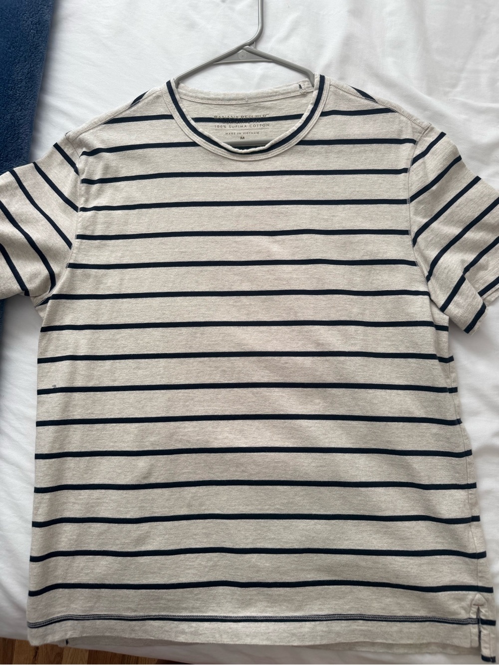 Banana Republic Women's Short‑Sleeve Stripe Tee in Cream and Navy
